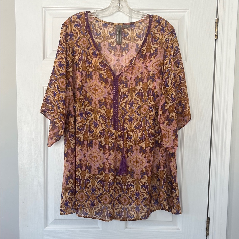 Penningtons Paisley Tunic - Purple and Brown